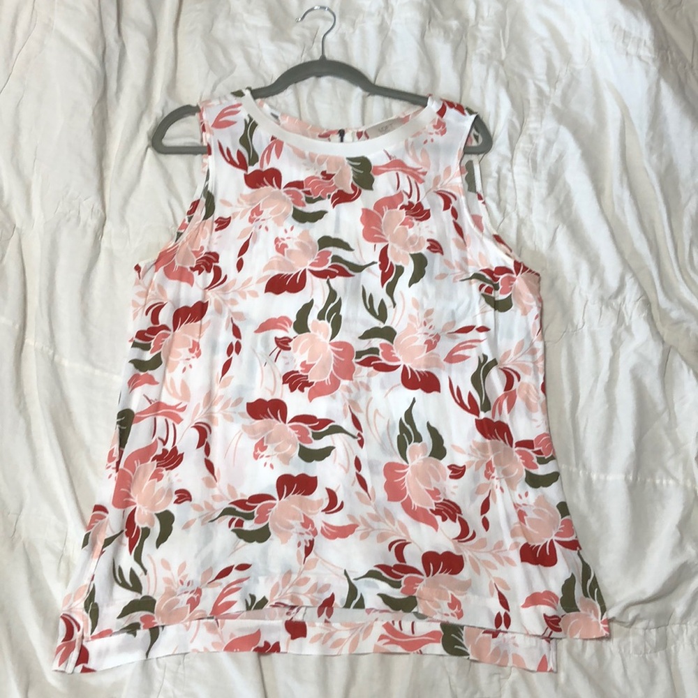 Loft L Floral Sleeveless Blouse